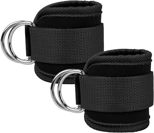 Ankle Straps Multi-Use Ankle Straps with Padded Straps, Adjustable Fitness Glute Kickback D-Ring, 2 Counts of Foot Cuffs & Carabiners for Gym Use